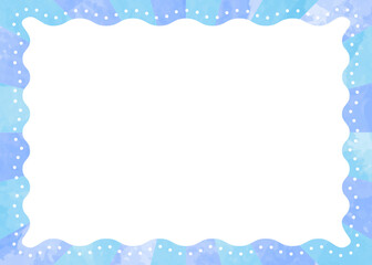 レトロなデザインのフレーム、水彩、アナログな質感、夏らしい配色