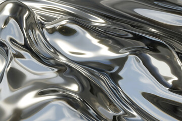 Glossy silver metal fluid glossy chrome mirror water effect background backdrop texture