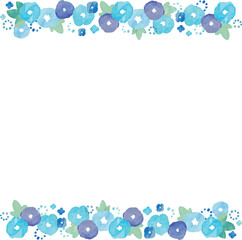 水彩画。水彩タッチの朝顔イラスト。朝顔のベクターイラストセット。手描きの北欧風朝顔イラスト。Watercolor painting. Illustration of morning glory with watercolor touch. Morning glory vector illustration set. Hand drawn Scandinavian style morning glo