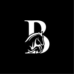 letter B logo with horse