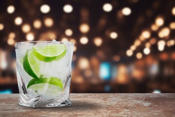 Gin alcohol cocktail drink with lime juice