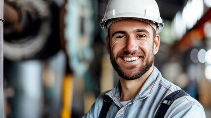 portrait of smiling worker, job satisfaction peace of mind in work 
