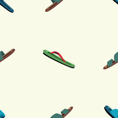 Seamless pattern with various footwear themes. Vector repeating texture. Perfect for printing on fabric or paper.