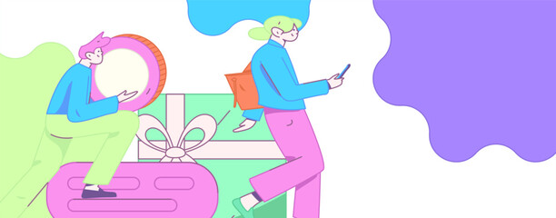 Internet financial management investment flat vector concept operation hand drawn illustration
