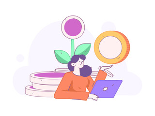 Internet financial management investment flat vector concept operation hand drawn illustration
