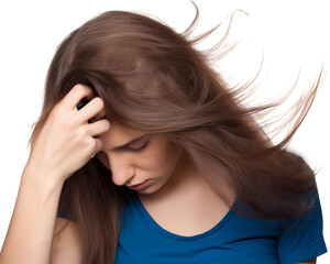 Obraz premium Young woman with long perfect healthy lovely shiny hair, isolated on transparent background