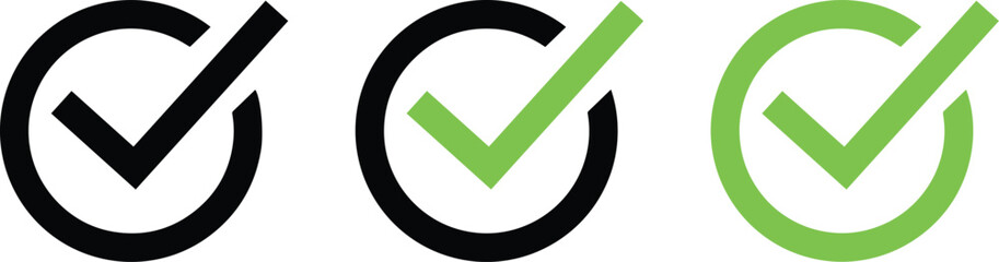 Check box icon with correct, accept checkmark icons tick box checked. Check mark icon symbols vector. © J Creatives