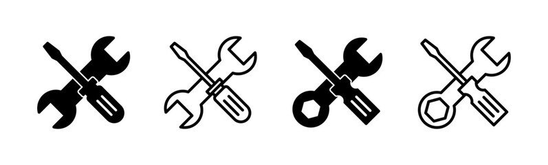 Repair tools icon set. tool icon vector. setting icon vector. Wrench and screwdriver. support, Service