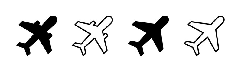 Obraz premium Plane icon set. Airplane icon vector. Flight transport symbol. Travel illustration. Holiday symbol