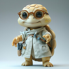 Fototapeta premium cute turtle doctor smile 3d render isolated white background
