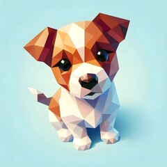 Cute puppy, low poly style, isolated