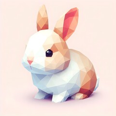 Cute little bunny, low poly style, isolated