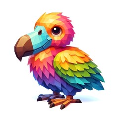 Colorful dodo bird, low poly style, isolated