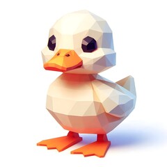 Cute little duck, low poly style, isolated