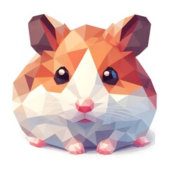 Cute hamster, low poly style, isolated