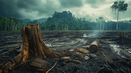 deforested area. The trees have been cut down