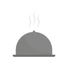 Steaming food cover vector icon. Hot meal serving tray illustration. Restaurant service Vector symbol.