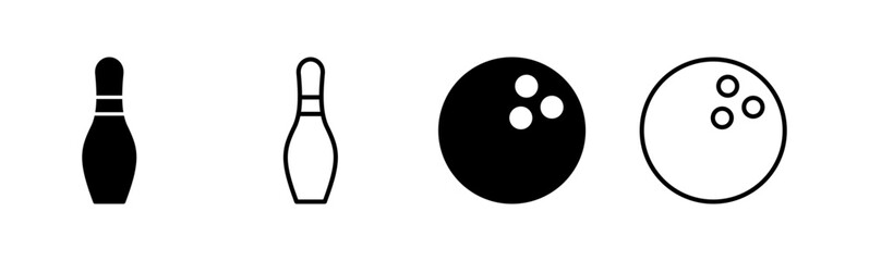 Bowling icon set. bowling ball and pin icon. bowling pins