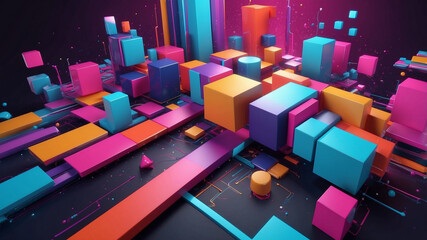Abstract 3d colorful digital technology visual design background