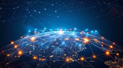 Obraz premium Global Network Connection with Light Effect 