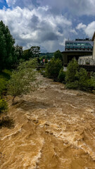 flood due to heavy rainfall at the Germany, Schwabisch Gmund