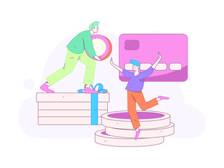 Internet financial management investment flat vector concept operation hand drawn illustration
