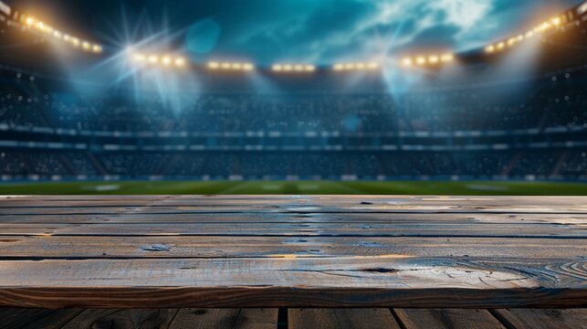 Empty wooden table top product display showcase stage