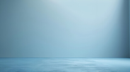 cuarto con pared o muro liso en tono azul claro con espacio para diseño espacio para copiar escenario habitacion vacia para diseño o para foto de producto