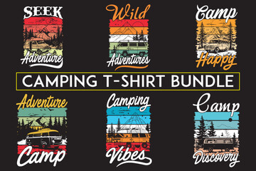 Camping t-shirt design bundle, high quality camping t shirt design for print on demand