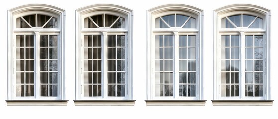 Fototapeta premium window designs presented in a frontal perspective, highlighting their unique features against a neutral white backdrop