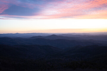Sunrise at Hawksbill Mountain at the Linville Gorge in the Mountains of Western North Carolina