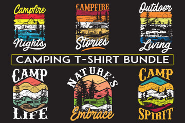 Obraz premium Camping t-shirt design bundle, high quality camping t shirt design for print on demand