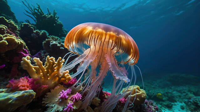 Jellyfish, Scyphozoa, ocean, marine life, underwater, aquatic animal