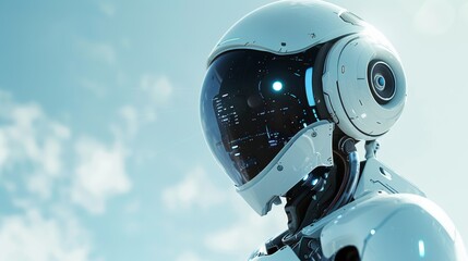 Humanoid Robot with Technology Background 