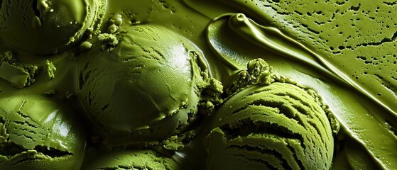 Creamy green gelato meets an array of contrasting textures, creating a flavorful and textural symphony