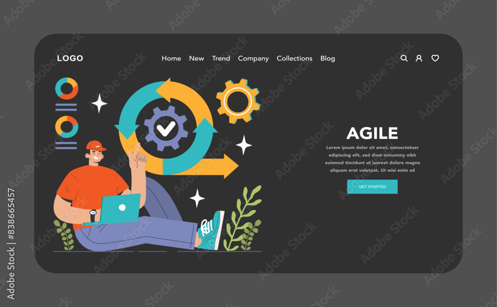 Poster software development web banner or landing page dark or night mode