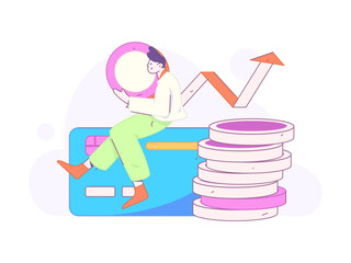 Internet financial management investment flat vector concept operation hand drawn illustration
