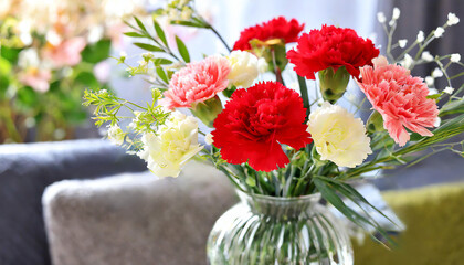 Mother's Day carnation arrangement at garden