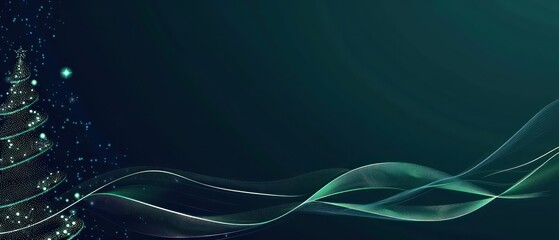 Christmas tree navy green luxurious sparkly wavy lines background