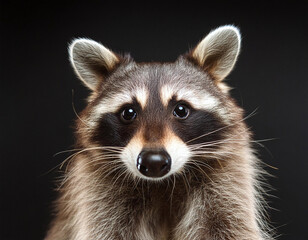 Obraz premium A curious raccoon peers intently, eyes wide with wonder