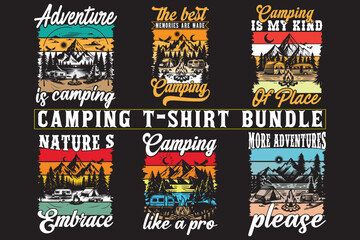 Camping t-shirt design bundle, high quality camping t shirt design for print on demand
