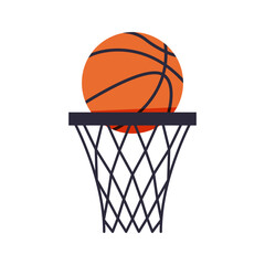 Basketball ring with ball isolated on white background. Basketball banner, poster template. Vector illustration
