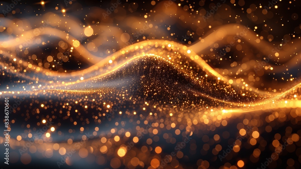 Poster golden bokeh glittering abstract. abstract background featuring golden bokeh and glittering lights, 