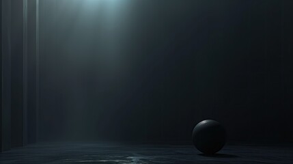Monotone Sphere Alone in Empty Stage Display Background, Abstract 3D Rendering Wallpaper, Circle Round Geometric Shapes Concept Backdrop
