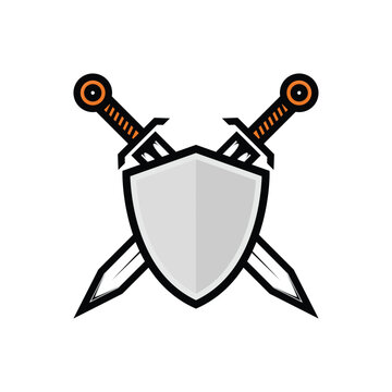 shield with sword loogo design vector concept