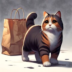 Let the cat out of the bag, English idiom. A cat walking away from an empty open bag.