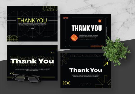 Black and White Thank You Card