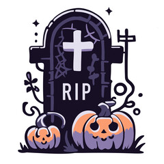 Vector illustration, for halloweendecoration, headstone 