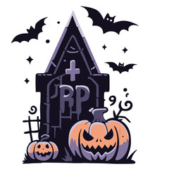Vector illustration, for halloweendecoration, headstone 