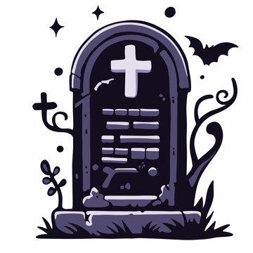 Vector illustration, for halloweendecoration, headstone 